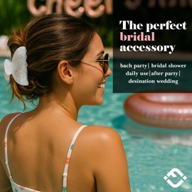 Funky Junque Bride Rhinestone Claw Clip | Bridal & Bridesmaid Hair Accessories for Bachelorette Party, Wedding Day, Gifts - Bride (White)