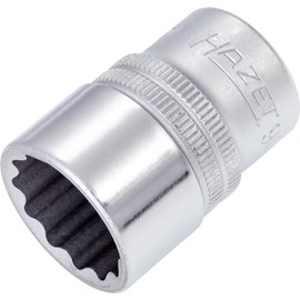 HAZET Socket, 12 Angle, 900Z-19, Double Side Width: 0.7 x Insertion Angle: 0.5 x Total Length: 1.5 inches (38 mm), 1 piece
