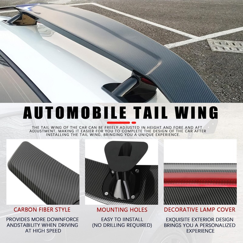 JMTBNO 47" Car Rear Trunk Spoiler Wing Carbon Fiber W/Adhesive