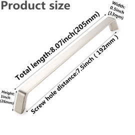 SYZOW 6 Pack 192mm Kitchen Cabinet Handles Brushed Nickel Cabinet Pulls Brushed Nickel Drawer Pulls Kitchen Cabinet Hardware Kitchen Handles for Cabinets Cupboard Handles