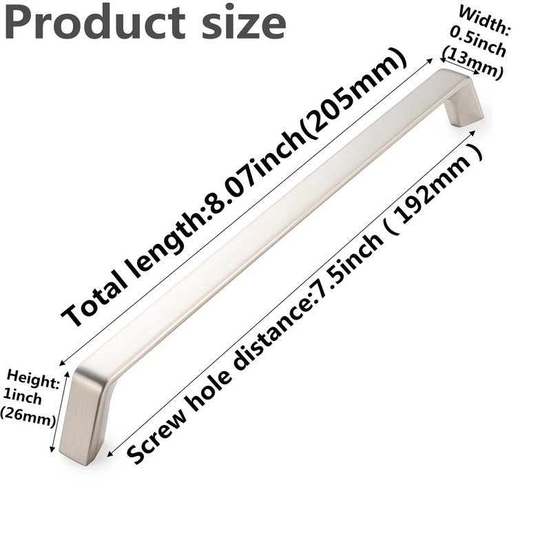 SYZOW 6 Pack 192mm Kitchen Cabinet Handles Brushed Nickel Cabinet