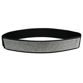 Husalsea Elastic Belt Women, Shiny Rhinestones Women's Belts, Belts for Women with Snap Buttons, Wide Belt, Ladies Belts Fashion