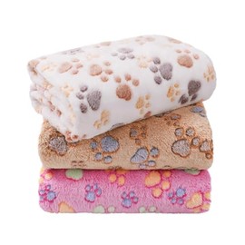 LINENLUX 1 Pack 3 Blankets Super Soft Fluffy Premium Fleece Dog Blankets for Puppy Cat Pet Blanket Flannel Throw Warm Sleep Dog Paw 23x16 inches