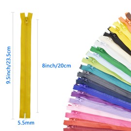 20PCS #5 Resin Non-Separating Zippers Jacket Zippers 20 Colors Mixed Close-end Zippers Molded Plastic Zippers Bulk for Sewing Clothes Purse Bags Garment Home DIY Projects