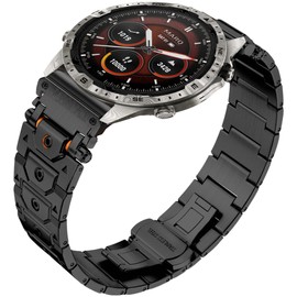 22mm Titan Steel Bands Compatible for Fenix 8 47mm/7/6/5 Band,Quick Fit Rugged Mecha Metal with Folding Clasp for Epix Gen 2 47mm/Forerunner 745/935/945/955/965/45mm Instinct 3/2/MARQ,Men (Black, 22MM)