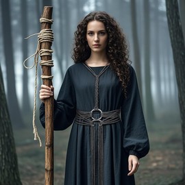 L'VOW Women Viking Troll Cross Rope Belt - Norse Witch & Medieval Shaman Waist Belt - Pagan Accessory, Darkgrey, One Size