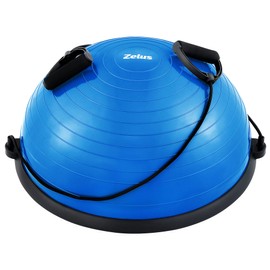 ZELUS Balance Ball Trainer with Resistance Bands and Foot Pump, Inflatable Yoga Ball for Home Gym Workouts, 23 Inch Exercise Half Ball for Balance Training Core Strength Fitness More, 330lb Cap