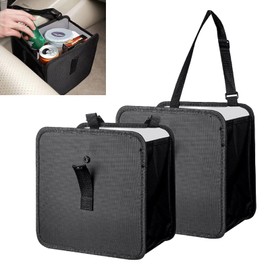 VBGURR 2Pcs Car Bin Car Bins for Front of Car Water Resistant Car Trash Can Black Bin for Car Car Rubbish Bin Car Essentials(Black)