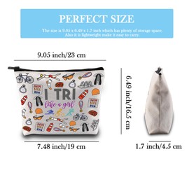 Triathlon Gift Swim Bike Run Gift Triathlete Inspirational Gift I Tri Like A Girl Zipper Makeup Bag Gift for Triathlon Lover (Tri Like Girl Bag CA)