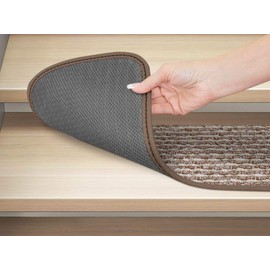 House, Home and More Set of 15 Skid-Resistant Carpet Stair Treads and Matching Landing Rug - Praline Brown