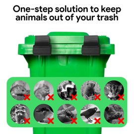 4 Pcs Trash Can Lock, Adjustable Trash Can Strap with Metal Claw, Trash Can Locks for Animals Raccoons, Trash Can Bands for 96 Gallon Trash Can Outside, Dog Bear Proof Trash Can Bungee Cord