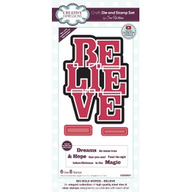 Creative Expressions Sue Wilson-Big Bold Words Believe-Craft Die and Stamp Set, Metal, Largest 13.4 x 10.1 cm, CEDSD021