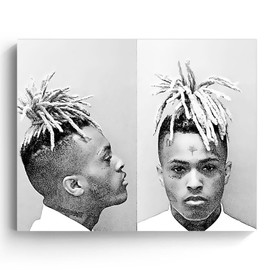 XXXTentacion Canvas Wall Art Decor - Dual Mugshot of Rap Icon XXXTentacion with Dreadlocks, Music-Themed Artwork, Hip-Hop Wall Art for Bedroom, Living Room or Studio, 11X14 inch Gift for Fans