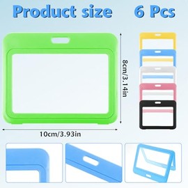 Office Product Oruola 6pcs ID Badge Holder Horizontal,Horizontal Badge Holder with Double-Sided Clear Window,ID Badge Holder for Office School ID Credit Cards Proximity Key Cards Driver’s Licenses Passes Multicolor