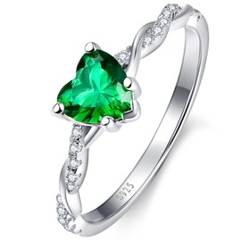 Yaresul 1.25Carat Created Green Emerald Ring for Women 925 Sterling Silver Emerald Engagement Ring Green Heart Ring for Women Promise Ring for Her Size 7