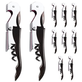 BLUE world Waiter Corkscrew Wine Opener Kit Stainless Steel Wine Key Double Hinged Opener and Foil Cutter for Restaurant Waiter Bar, Sommelier, Bartenders Black 10 Packs