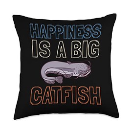 Catfish Fish Catfishing Noodles Bait Rod Fishing Throw Pillow