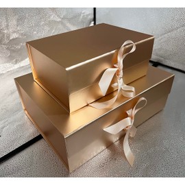 Rose Gold Gift Box 23.5x17x10 cm, Gift Box with Magnetic Lids and Silk Ribbon Specially Designed for Valentines Day Presents Birthdays, Holidays, Anniversaries Gift Packaging