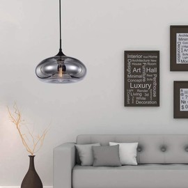 I-xun - Industrial Shape of Onion Vintage Chandelier E27 Pendant Light Ceiling Lamp Colorful Glass Cage (Mirror Grey)