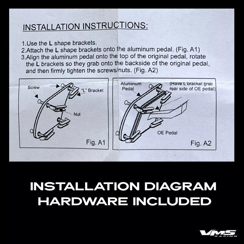 VMS BLACK SILVER CARBON FIBER ALUMINUM PEDAL PAD COVER MANUAL