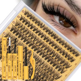 QUEWEL Pestañas Postizas Kit Completo, 320 Pestañas Individuales 30D 40D Longitudes 9-16mm Incluye Pegamento Sellador Pinzas y Aplicador Para Principiantes y Expertos(ZS 30D+40D)