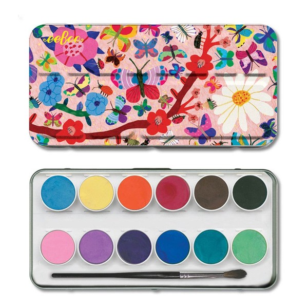 eeBoo: Butterflies Watercolor Paint Set, Easy to Close, Portable Tin