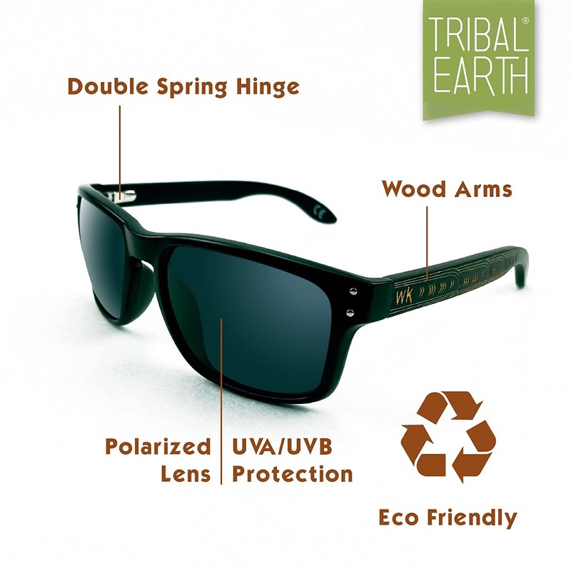 TRIBAL EARTH Wood Sunglasses Polarised for Men and Women with