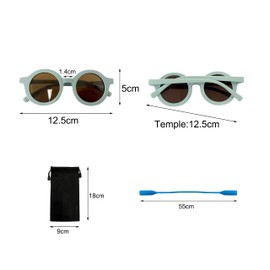 3 Round Glasses, Children's Sunglasses, Retro Glasses, Round Kids Sunglasses, Retro Sunglasses, Suitable for Teenagers and Children Aged 1 to 8 Years, Brown, Green, Blue, 100 mm, Brown, green, blue