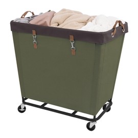 StorageWorks Laundry Basket with Wheels, 320L Extra Large Hampers for Laundry, Rolling Laundry Basket, Dirty Clothes Hamper for Hotel, Home, Closet, Green, 1-Pack