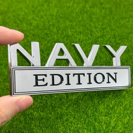 2 Pack Navy Edition Car Emblem - 3D Metal Badge Zinc Alloy Waterproof Rustproof Decal for Fender Tailgate Bumper - Compatible with Truck SUV Auto Acce