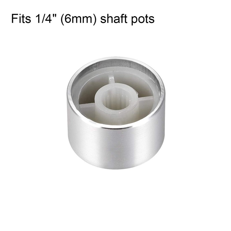 sourcing map 2 x Aluminium Volume Control Potentiometer Knurled Shaft