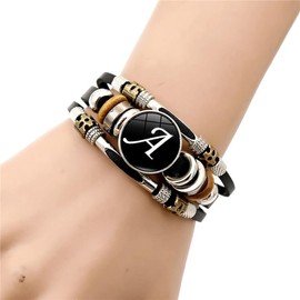 Leather Cuff Bracelet Initial Bracelet Vintage Punk Bracelet Wrap Multilayer Cuff Bangles Wristband Wrist Decor Bracelet Jewelry for Men