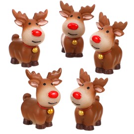 Operitacx Pack of 5 Christmas Elk Desktop Adornment Creative Elk Statue Micro-Landscape Desktop Decoration Resin Elk Decorations for Bedroom Living Room Style 2