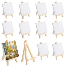 Juego de 10 Lienzo para Pintar, Caballetes para Pintar,10 x 10 CM，Caballete para Pintar Niñoscuadros para Pintar，Adecuado para Suministros de Fiesta de Pintura Artística