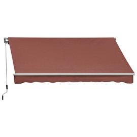Outsunny 10' x 8' Manual Retractable Awning Sun Shade Shelter for Patio Deck Yard with UV Protection and Easy Crank Opening, Coffee