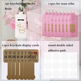 Bridal Shower Favors, 12pcs Lip Balm Chapstick Holder Key Chain Team Bride Bachelorette Party Keepsake Gifts Kiss the Miss Goodbye, Lip Gloss Sleeve Pouch Lipstick Bag Hangover Kit Bridesmaid Proposal