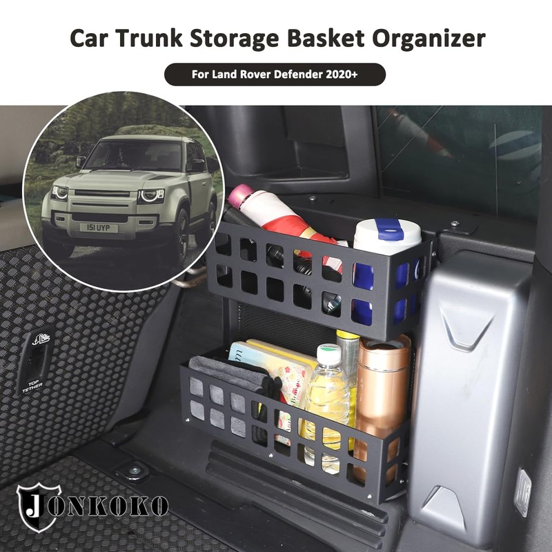 JONKOKO Car Trunk Storage Basket Organizer Side Cargo Rack Modular