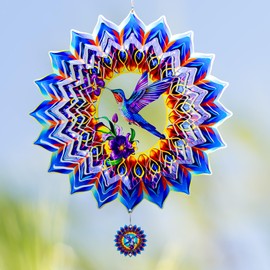 Hummingbird Gifts for Women, Hummingbird Wind Spinner, Birthday Gifts for Women Mom Grandma，12 inch 3D Stainless Steel Hanging Wind Spinners for Garden Decoration