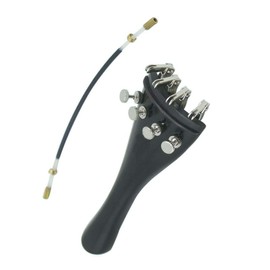 Violin Hardwood Tailpiece By Zest Violin Fiddle Hardwood Tailpiece in 4 Sizes 4/4 to 1/4 with 4 Silver Fine Tuners (1/4)