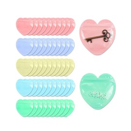 AORHOFJ 50 Stück Schmuckbeutel,Wiederverschließbare Herzförmige Schmuckaufbewahrung Reise Schmucksäckchen,Schmuckbeutel Transparent,Ziplock Beutel Klein für Ringe,Ohrringe,Armbänder,Halsketten