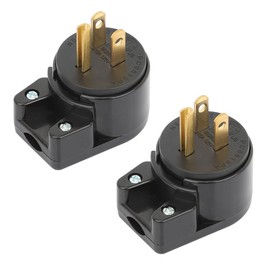 [2-Pack] Right Angle Nema 5-15P 15A 125V AC Plug, ETL Listed Easy Assembly 90 Degree USA Canada Male DIY Rewirable 8 Directions Adjustable AC Connector