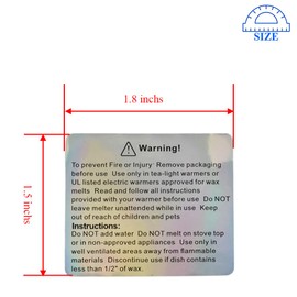 HAHIYO 500PCs 1.8X1.5Inch Holographic Rectangular Candle Warning Stickers Wax Melt Safety Warning Stickers Candle Jar Container Labels Candle Sticker Label Candle Safety Sticker for DIY Candle Making