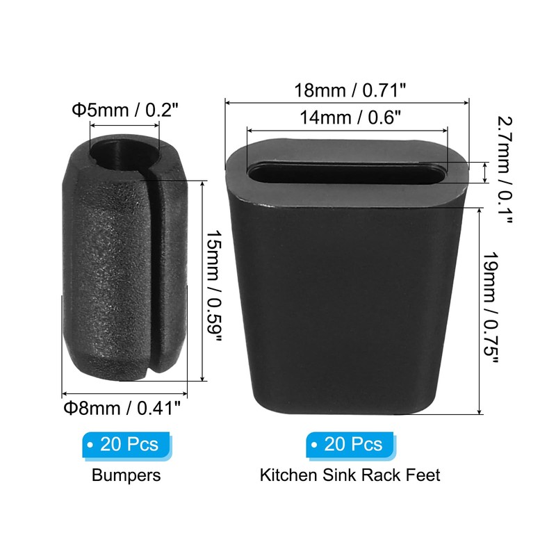 PATIKIL Kitchen Sink Rack Feet, 20Set 19 x 18 mm