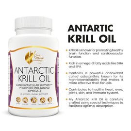 Cocó March N.M.D Pure Antarctic Krill Oil - 1000 mg Phospholipid Bound Marine Omega-3 EPA, DHA, Choline and Astaxanthin - Fast Absorption - Cardiovascular & Joint Support (Krill Omega Oil)