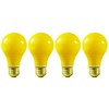 KOR (Pack of 4) A19 Yellow Bug Light Incandescent 130V
