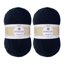 2 Pcs Crochet Yarn, Feels Soft 280 Yards Assorted Colors 4ply Acrylic Yarn,Yarn for Crochet & Hand Knitting (Black)