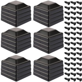 WOPPLXY Pack of 24 Post Caps, 9 x 9 cm Fence Post Caps with Screws, Black Plastic Cover Caps for Fence Posts