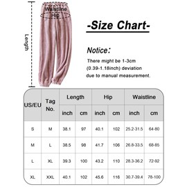 Womens Winter Fuzzy Fleece Pants Baggy Warm Fluffy Joggers Sweatpants Plush Lounge Pajama Pants Sleepwear Pink S