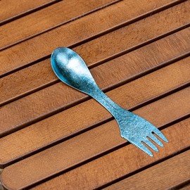iBasingo 18.5cm Titanium Spork 3 in 1 Camping Cutlery, Blue Ti1064T
