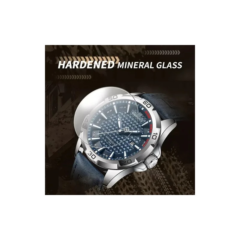 Naviforce Reloj Deportivo Impermeable Quartz Sport Watch, Blue Dial, Silver
